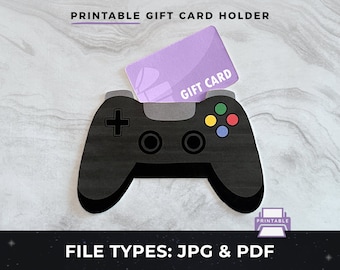 Porte-carte cadeau jeu vidéo imprimable svg, carte de jeu vidéo bricolage, fichier d'impression de contrôleur de jeu vidéo, porte-carte cadeau imprimable Gamer pdf