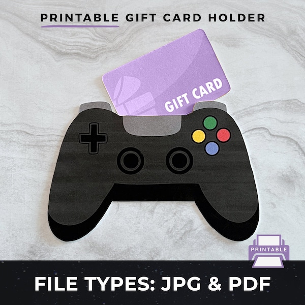 Printable Video Game Gift Card Holder svg, DIY Video Game Card, Video Game Controller Print File, Printable Gamer Gift Card Holder pdf