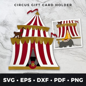 Circus Gift Card Holder svg, Circus Tent Gift Card Holder, Carnival Gift Card Holder, Carnival Birthday Card svg, Circus Money Holder svg