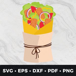 Burrito svg png pdf dxf eps, Mexican Food Clipart, Wrap Cut File, Taco Graphic, Fast Food Print, Wrap png, Sandwich Vector, Foodie