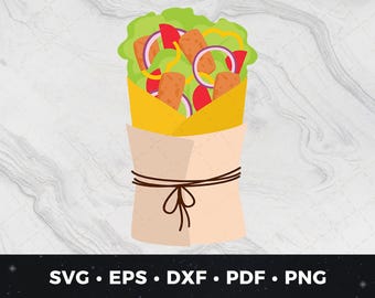Burrito svg png pdf dxf eps, Mexican Food Clipart, Wrap Cut File, Taco Graphic, Fast Food Print, Wrap png, Sandwich Vector, Foodie