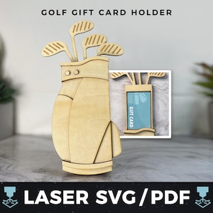 Golftasche Geschenkkartenhalter Laser SVG, Golfer Geschenkkarte PDF, Golf Geldhalter, Sportgeschenk, Golfliebhaber Andenken, Laser Holz Golftasche Geschenk