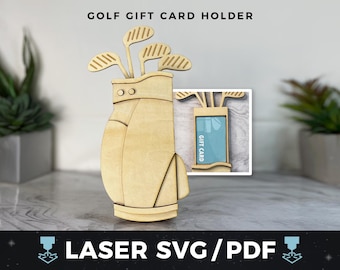 Golf Bag Gift Card Holder Laser SVG, Golfer Gift Card PDF, Golf Money Holder, Sports Gift, Golf Lover Keepsake, Laser Wood Golf Bag Gift