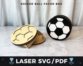 Soccer Gift Box Laser Cut File, Soccer Ball Treat Box SVG, Sports Party Favor, Glowforge xTool File, Team Gift, Coach Appreciation Box svg
