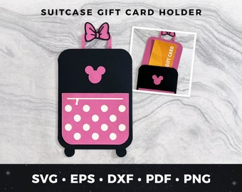 Kids Travel Gift Card Holder, DIY Kids Vacation Gift, Kids Suitcase svg, Mouse Suitcase svg, gift card holder, travel gift svg, Kid travel 2