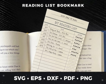 Reading List Bookmark svg, Book mark digital download, Library Card Bookmark svg, Vintage Bookmark pdf, Reading Goal Bookmark vector