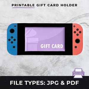 Portatarjetas de regalo de videojuegos imprimible, Portatarjetas de regalo de Switch imprimible, Archivo de impresión de portatarjetas de regalo, Tarjeta de videojuego, Regalo de jugador imprimible