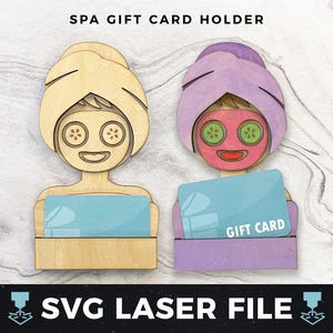 Porte-cartes cadeau spa svg, porte-cartes cadeau massage DIY, porte-monnaie journée spa | Porte-cartes cadeau bois laser SVG, fichier prêt à être découpé au laser svg PDF