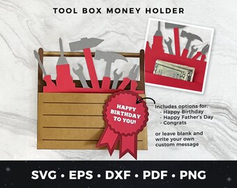 Tool Box Money Holder svg, Tool Money Holder svg, DIY Father's Day Card, Father's Day Money Holder, Tools svg, DIY Dad Card