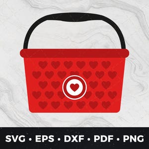 Heart Shopping Basket svg png pdf dxf eps, Cute Store Clipart, Retail Cut File, DIY Shopper Shirt, Valentine’s Day Graphic, Basket Print