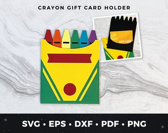 Crayon Gift Card Holder svg, Teacher Gift Card svg, Teacher Appreciation Gift svg, DIY Teacher Gift Card svg, Crayon Gift Card Cut File svg