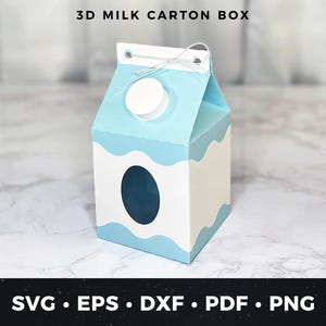 Milk Carton Favor Box SVG, 3D Paper Milk Gift Box Template, Cute Party Favors Milk Carton, DIY Cricut Gift Box, Milk Box Cut File PDF