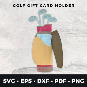 Porta-cartão-presente de golfe svg, Porta-cartão-presente de bolsa de golfe svg, Cartão faça você mesmo para o dia dos pais, Porta-cartão-presente de dia dos pais, Cartão de golfe faça você mesmo, Bolsa de golfe SVG