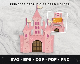 Princess Castle Gift Card Holder svg, Princess Castle svg, DIY Princess Castle Card, Castle Cake topper, Princess Card svg, Money Holder svg