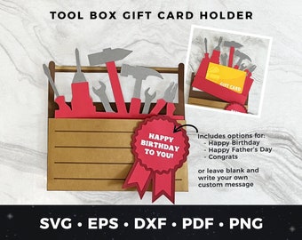 Tool Box Gift Card Holder svg, Tool Giftcard Holder svg, DIY Father's Day Card, Father's Day Gift Card Holder, Tools svg, DIY Dad Card