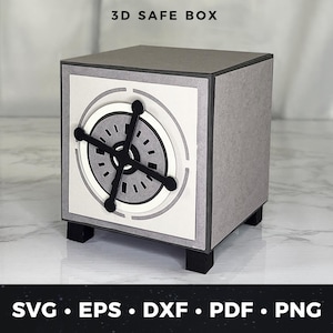 Caixa de presente 3D segura SVG, modelo de caixa de lembrancinhas de cofre de banco, caixa de papel com trava em PDF, cofrinho Cricut faça você mesmo, caixa de presente divertida SVG, caixa de presente artesanal em papel seguro