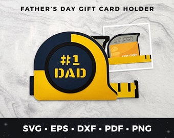 Father's Day Gift Card Holder svg, Number 1 Dad Card svg, No One Measures Up to You Dad svg, Father's Day Card svg, Dad Gift svg