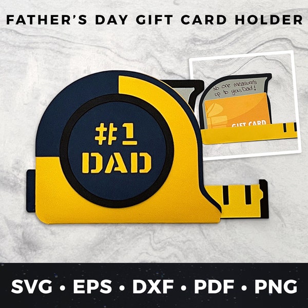 Father's Day Gift Card Holder svg, Number 1 Dad Card svg, No One Measures Up to You Dad svg, Father's Day Card svg, Dad Gift svg