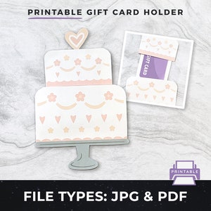 Druckbare Hochzeitsgeschenk Kartenhalter pdf, DIY Hochzeitstorte Geldhalter, Verlobung | Print at home Geschenkkartenhalter, druckbare Geschenkkarte pdf