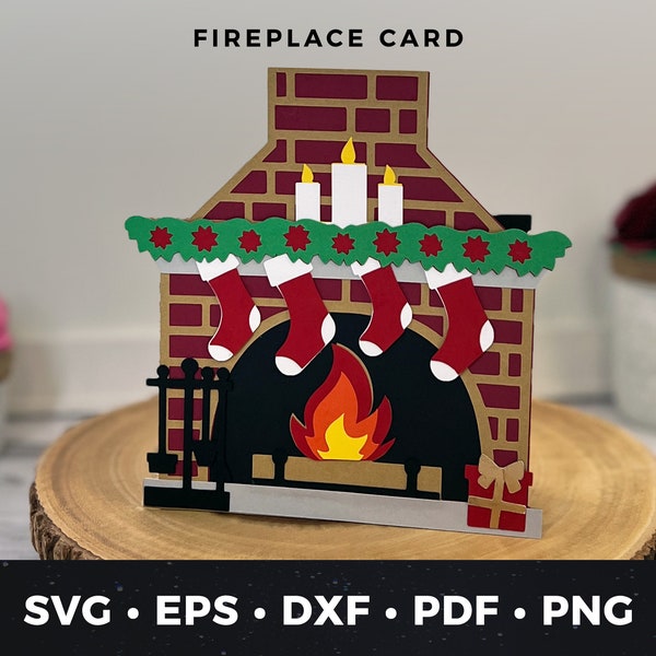 Fireplace Card svg, DIY Christmas Card svg, Christmas Card Cut File, Christmas Fireplace Card svg, Christmas Fireplace png, Fireplace svg