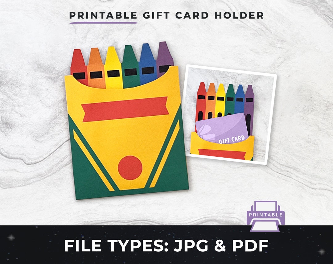 Printable Crayon Gift Card Holder, DIY Teacher Appreciation Gift Card