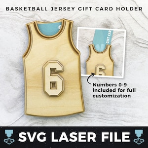 Porte-carte cadeau maillot de basket-ball svg | Porte-cartes cadeau bois laser SVG, fichier prêt à être découpé au laser svg, PDF