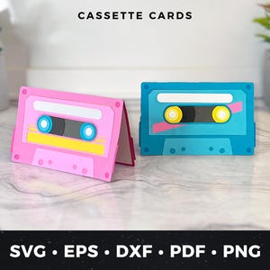 Carte de voeux cassette SVG, carte de musique rétro, carte mixtape DIY des années 80, carte Cassette vintage, carte d'anniversaire de mélomane, carte nostalgie SVG pdf