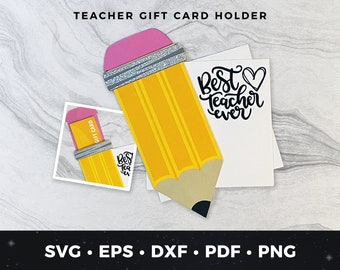 Teacher Gift Card svg, Pencil Gift Card Holder svg, Teacher Appreciation Gift svg, DIY Teacher Gift Card svg, Pencil Gift Card Cut File svg