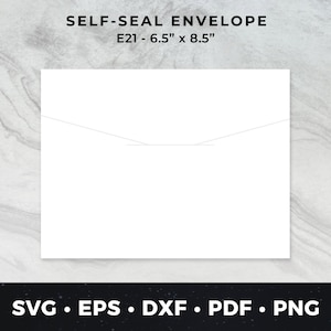 May include: A white self-seal envelope with a flap. The envelope is 6.5 inches by 8.5 inches and is labeled "E21".