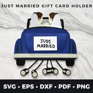 Gerade verheiratet Geschenkkartenhalter, Gerade verheiratet svg, Frisch vermähltes Geschenk, Frisch vermählt svg, Hochzeitsgeschenk Kartenhalter, Lesbische Ehekarte, Bräute