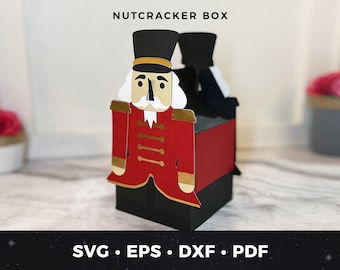 Christmas Gift Box SVG Cut File, Nutcracker Gift Box svg, DIY Christmas Favor Box, Holiday Gift Box svg, DIY Gift Box svg, Nutcracker pdf