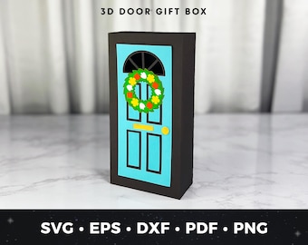 Welcome Door Gift Box SVG, 3D House Door Favor Box Template, DIY Welcome Door Treat Box, Paper Housewarming Gift Box svg Cut File, Home Gift