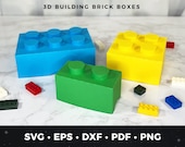 Building Brick Gift Box SVG Set of 3, 3D Brick Favor Box Template PDF, DIY Birthday Party Gift, Building Toy Bricks Blocks Birthday Favor