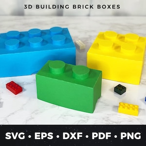 Bauziegel Geschenkbox SVG 3er-Set, 3D-Brick Favor Box Vorlage PDF, DIY-Geburtstagsfeier Geschenk, Bauspielzeug Ziegelsteine Geburtstagsgeschenk