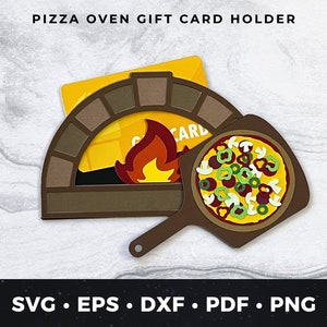 Soporte para tarjeta de regalo de horno de pizza svg, Tarjeta de cumpleaños de horno de pizza svg, Regalo de horno de pizza svg, Tarjeta de cumpleaños de pizza svg, Soporte para dinero de pizza svg