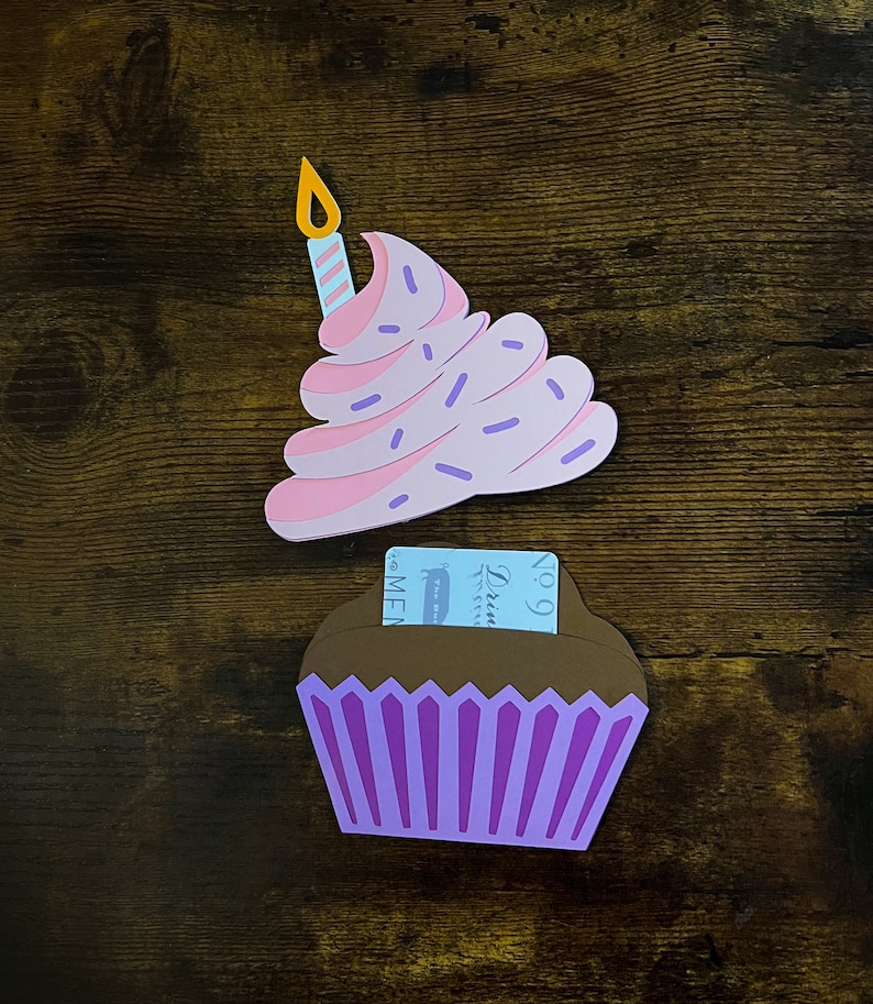 Cupcake Gift Card Holder Svg Birthday Giftcard Holder Svg Etsy