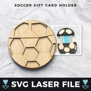 Porte-carte cadeau football svg, porte carte cadeau football, cadeau entraîneur de football | Porte-cartes cadeau bois laser SVG, fichier prêt à être découpé au laser svg, PDF