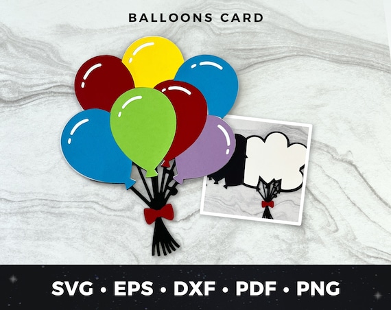 Birthday Balloons Card svg, Balloons svg, DIY Birthday Card svg, Cute Birthday Card Cut File, Birthday Balloons Cut File, Balloons svg, Bday