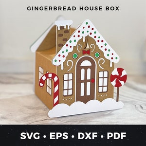 Archivo de corte SVG de caja de regalo de casa de jengibre, caja de casa de jengibre DIY svg, caja de regalo de Navidad 3D svg, casa de jengibre 3D svg para Cricut
