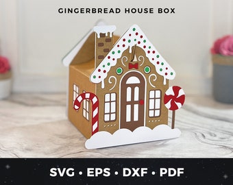 Gingerbread House Gift Box SVG Cut File, DIY Gingerbread House Box svg, 3D Christmas Gift Box svg, 3D Gingerbead House svg for Cricut