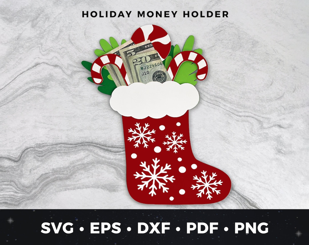 Christmas Stocking Money Holder Svg, DIY Christmas Money Holder Cut