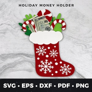 Porta-moedas de Natal svg, Porta-moedas de Natal DIY Arquivo de corte svg, Porta-moedas svg, Arquivo de corte de meia svg, Dinheiro de Natal svg