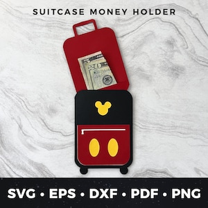 Porta-dinheiro para viagem infantil, presente de férias faça você mesmo para crianças, mala para crianças svg, mala para mouse svg, porta-dinheiro, presente de viagem svg, viagem para crianças