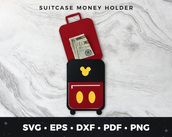 Kids Travel Money Holder, DIY Kids Vacation Gift, Kids Suitcase svg, Mouse Suitcase svg, Money Holder, travel gift svg, Kid travel