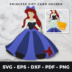 Princess Gift Card Holder svg, Princess Cut File, Princess Birthday Card svg, Princess Money Holder svg, DIY Princess Gift Card Holder 01