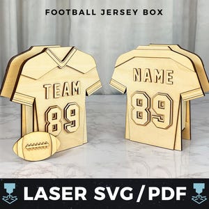 Football Jersey Box Laser SVG pdf, DIY Football Favor Box Wood Template, Team Gift Box Laser Cut File, Coach Gift SVG, Sports Laser Box