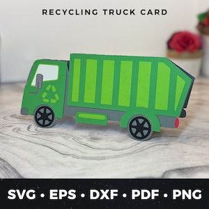Recycling-Karte svg, Recycling-LKW Kartenvorlage SVG, Trash Collector Geschenk, Müllauto Karte svg, Sanitation Worker Card svg, LKW svg