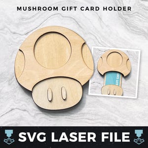 Pilz Geschenk Kartenhalter svg, Super Mario Giftcard svg, Mushroom Cut File | Laser Holz Geschenk Kartenhalter SVG, Laser bereit geschnitten Datei svg, PDF