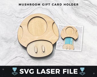 Mushroom Gift Card Holder svg, Super Mario Giftcard svg, Mushroom Cut File | Laser Wood Gift Card Holder SVG, Laser Ready Cut File svg, PDF