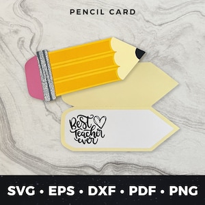 Cartão de felicitações a lápis svg, Cartão de professor faça você mesmo svg, Presente de agradecimento ao professor svg pdf, Cartão de melhor professor faça você mesmo svg, Arquivo de corte de cartão a lápis svg